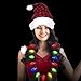 Windy City Novelties Plaid Santa Hat + LED Christmas Bulb Necklace Kit for Ugly Sweater Xmas Holiday Party