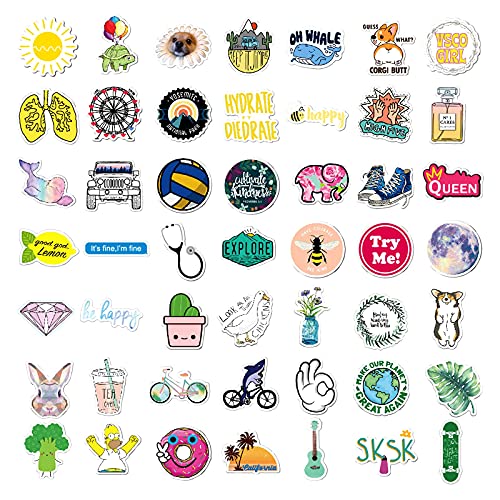 Cute Stickers for Water Bottles, VSCO Sticker Waterproof Vinyl Stickers, 100 PCS Stickers for Hydro Flask, Laptop, Computer, Skateboard, Aesthetic Stickers Pack for Teens Girls Kids