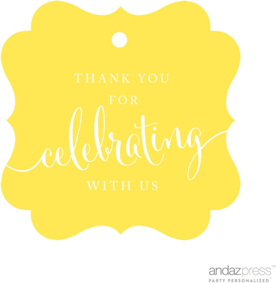 Andaz Press Fancy Frame Gift Tags, Thank You for Celebrating with Us, Pink, 24-Pack, for Baby Bridal Wedding Shower, Kids 1st Sweet 16 Quinceanera Birthdays, Anniversary, Graduation, Baptism, Gifts: Health & Personal Care