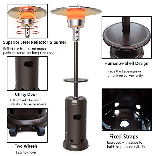 Tangkula 48,000 BTU Propane Patio Heater with Wheels, Outdoor Heaters