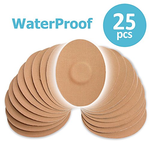 Fixic Patches 25 Pack for Enlite - Guardian â€“ Freestyle Libre â€“ Waterproof Adhesive Patches â€“ Best Fixation - Pre Cut â€“ TAN Color