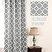 H.VERSAILTEX Blackout Curtains for Living Room/Bedroom Thermal Insulated Energy Saving Grommet Window Curtain Drapes (2 Panels) Geometric Moroccan Printed Draperies, Dove and White, 52 by 84 Inch
