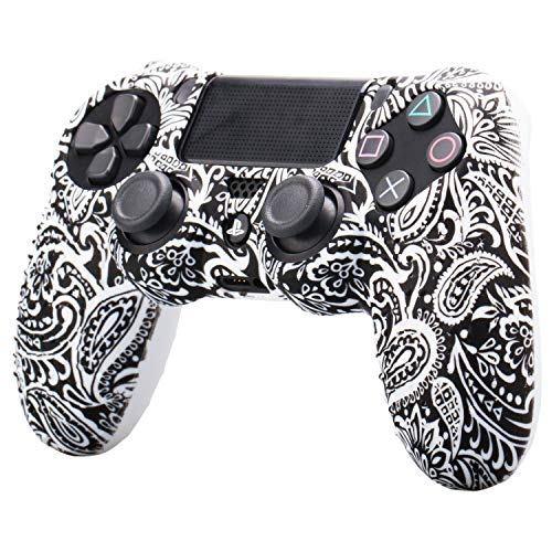 ETbotu Camouflage Soft Silicone Case Skin Grip Cover for Playstation 4 PS4 Controller Flower White