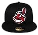 New Era Cleveland Indians Men's Custom Fitted Hat Cap 59fifty Black/red Mlb Baseball