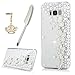 Galaxy S8 Plus Case, YOKIRIN Crystal Clear Transparent Handmade Bling Shiny Crystal Diamond Design PC Hard Shell Full Protective Case Cover for Samsung Galaxy S8 Plus + Crown Dust Plug,Pearl Flowers