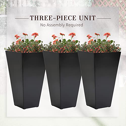 Outsunny 28" Tall Plastic Planters, 3Pack, Large Taper Outdoor