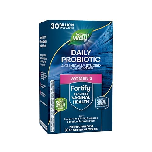 Nature's Way Fortify Daily Probiotic for Women, 30 Billion Live Cultures, 10 Strains, Prebiotics and Probiotics for Women, Supports Digestive and Immune Health* No Refrigeration Required, 30 Capsules