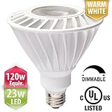 PacLights PAR38 LED Spot Light Bulb, 120w Replacement (1600 lumen), 23-Watt, Weatherproof, Dimmable, Warm White, E26 Medium Base, UL Listed