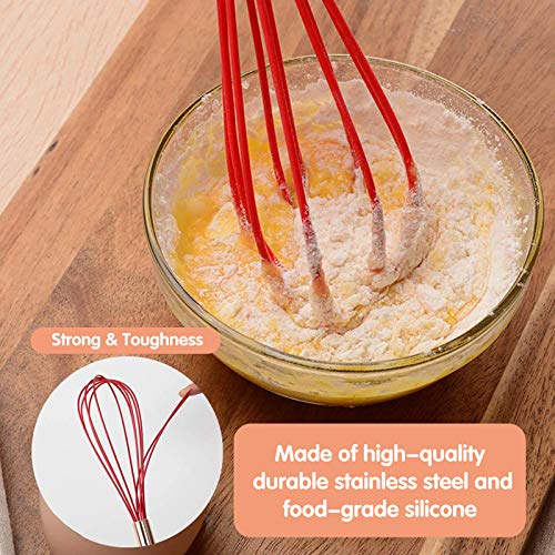 Silicone Whisk Set,Hdiwousp Egg Whisks with Stainless Steel Handle