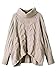 Persun Women Gray High Neck Chunky Cable Long Sleeve Sweater