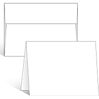 Ohuhu Blank White Cards and Envelopes 100 Pack, 5 x 7 Heavyweight Folded Cardstock and A7 Envelopes for DIY Christmas Greetin