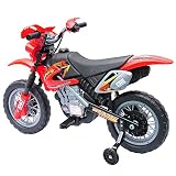 Moto Electrica Infantil Bateria 6V Recargable Niños 5 Años Cargador y Ruedas Apoyo COLOR ROJO