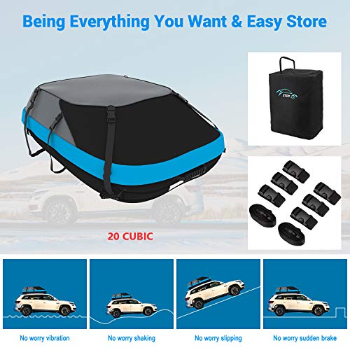 STDY Upgraded 20 Cubic Feet Rooftop Cargo Top Carrier Bag,Travel Cargo Bag by Thickening Waterproof 600-Denier Polyester Material-with Easy to Install Straps-Soft Shell Luggage Rack Bag (20 Cubic)