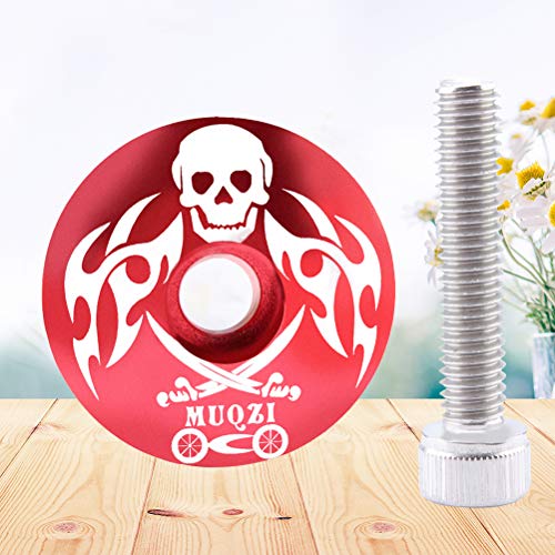 image for LIOOBO 28.6mm Bike Headset Top Cap Pirate Pattern Aluminum Alloy Bicyc