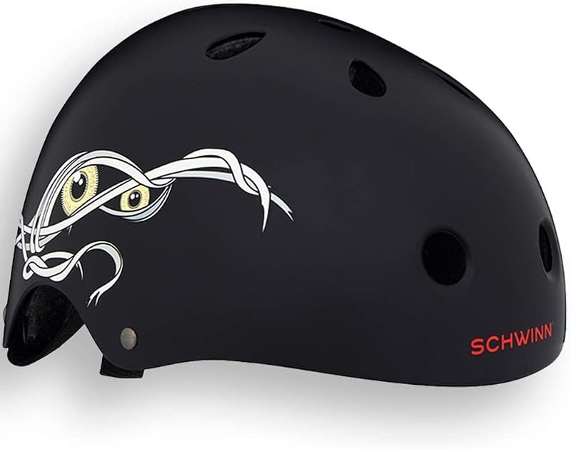 Schwinn Mummy BMX Helmet Boys Youth Black 54-58cm M Skate Scooter Safety