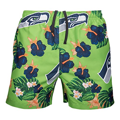 DENVER BRONCOS FOCO NFL Men's Floral Hawaiian Tropical Swim Suit Trunk