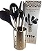 Checkered Chef Stainless Steel and Silicone Kitchen Cooking Utensil Set with Metal Holder, Six Piece Set