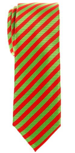 Retreez Stripe Woven Skinny Tie - Red and Green, Christmas Gift
