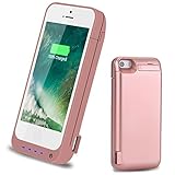 iPhone 5 5S 5C SE Battery Case,VinPone 4800mAh Rechargeable Backup Battery Charger Case for iPhone 5 5S 5C SE (Built in Extra USB Power Bank) Power Battery Pack Backup Juice Bank (Rose Gold-4800mAh)