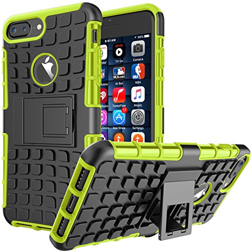 iPhone 7 Plus Case, Tekcooâ„¢ [Ttyre Series] iPhone 7 Plus (5.5 INCH) [With Kickstand] Dual Layer Rugged Rubber Hybrid Hard/Soft Drop Impact Resistant Protective Armor Cover Case - Lemon