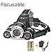 CAMTOA 5000LM Focusable Led Headlight,3 LED 3 X T6 Rechargeable Headlamp + 2R5 LED Head lamp 4 Modes Headlight Flashlight Torch For Outdoor Sports Camping Biking Hunting Fishing (black 2)