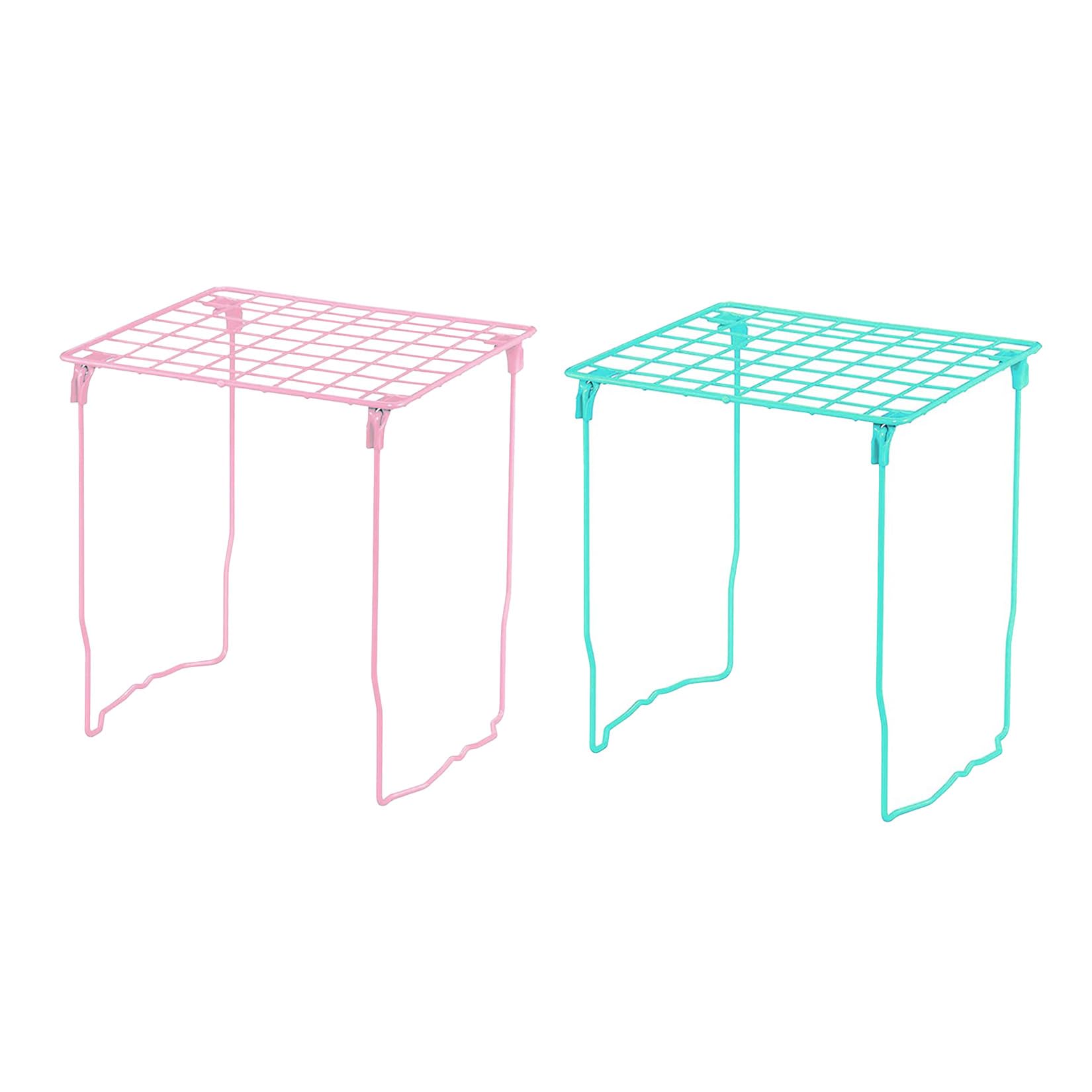 Photo 1 of Tilami Stackable School Locker Shelf, 2 pc Steel Locker Organziers for School Locker, Office Locker Accessories, Fits for 12" Width Locker(Pink & Blue)