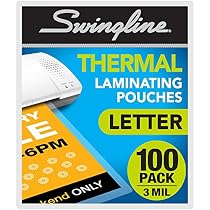 Swingline Thermal Laminating Sheets / Pouches, Letter Size Pouch, Standard Thickness, 100-Pack (3202018)