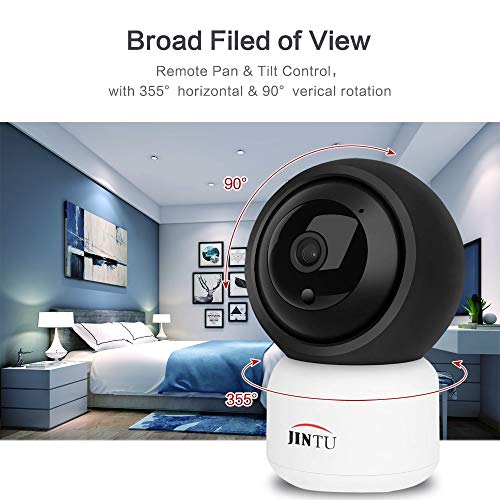 JINTU Home Security Camera, 1080P Smart WiFi Camera Work with Alexa,Google, Pan/Tilt/Zoom, Motion Detection, Night Version, 2-Way Audio for Home/Office/Baby/Pet Indoor Surveillance System