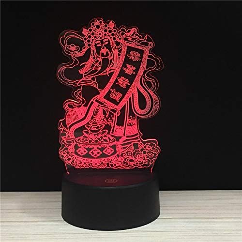 Led Night Light Buddha Statue god of Wealth 3D Illusion Bedside lamp 7 Colors Change Sleeping Lighting Smart Touch Button Cute Gift for Kids Christmas Birthday Gifts