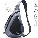 Sling Backpack, Chest Bag CLINFISH Water Resistant Nylon Shoulder Pack Small Outdoor Lightweight Crossbody Daypack for Hiking Camping Fishing Cycling Climbing for Men & Women (gray)