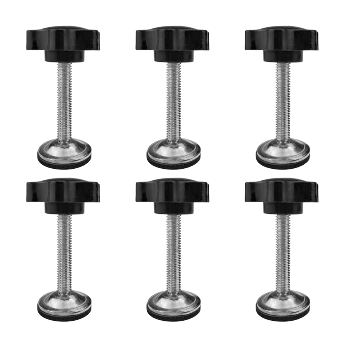 JNNJ 6-Piece M8 Star Knobs, Black Carbon Steel, 20x35mm, M8 Thread, 8mm Diameter, Industrial Grade