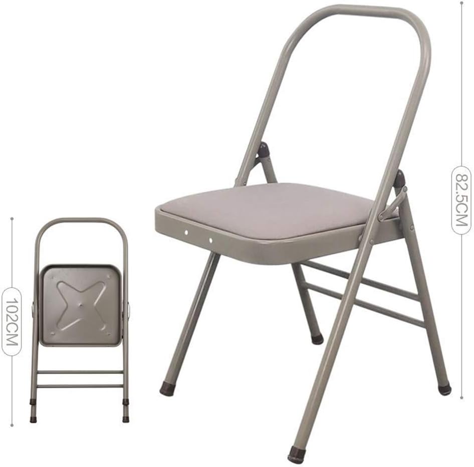 Auxiliary Folding Yoga Chair, Portable Yoga Chair Tool 25Mm Steel Pipe Folding Yoga Backless Standard Prop Practice Asana Activity