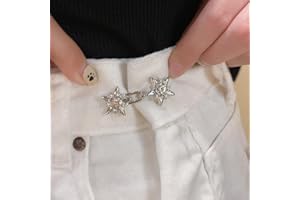 1 Pair Adjustable Waist Tightener Buttons for Women No Sewing Rhinestone Jeans Waist Pin Button Detachable Jeans Clip Buckles