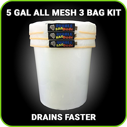 UPC 634304876728, BUBBLEBAGDUDE All Mesh 5 Gallon 3 Bag Herbal Hash Ice Extractor Kit - Comes with Pressing Screen and Storage Bag from Bubblebagdude