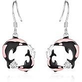 Tufeney Orca Dangle Earrings for Ocean Lovers - Silver Hypoallergenic Orca Mother Calf Earrings Ocean Themed Valentines Whale Jewelry Gifts for Killer Whales Enthusiast