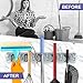 New Version 4pcs Self Adhesive Broom Holder with Gripper and 2 Hooks, Damage Free Broom Mop Holder, No Drill Anti-Slip Wall Mount Broom Gripper Organizer for Bathroom Kitchen Garden Garage