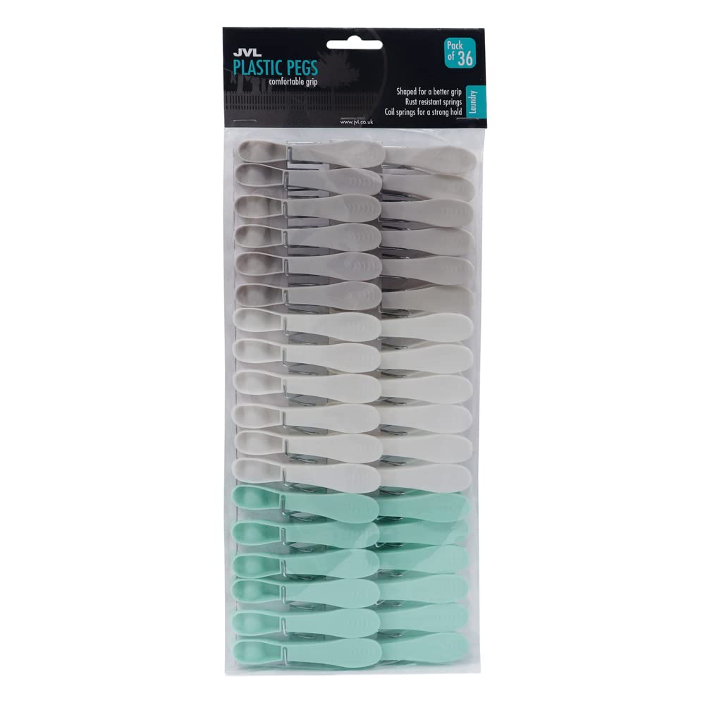 JVL Extra Strong Clothes Pegs, Pack of 36, Aqua (19-282)