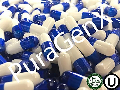 500 EMPTY GELATIN COLOR CAPSULES - ROYAL BLUE &amp; WHITE - SIZE 0 - (KOSHER) US QUALITY