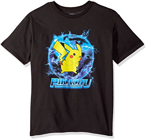 PokÃ©mon Big Boys Pikachu Ball Youth Short-Sleeved Tee Tearaway Label, Black, L