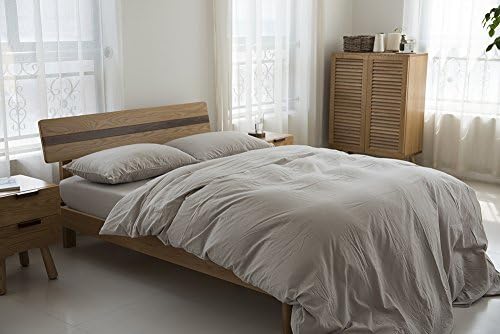 Deep Sleep Home 100% Washed Cotton, Solid Color 3pc Duvet Cover Set, Zipper Close,Machine Washable, Inside Corner Ties (Full, Dark Beige)