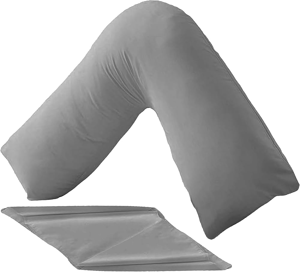 SYSN V Shaped Triangle Pillow with Cover Orthopaedic Maternity Grey
