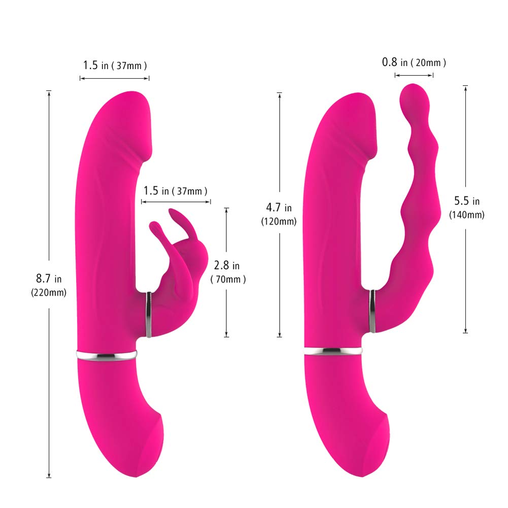 Rabbit Vibrator Set, Dual Motor Vibratoren für Sie Klitoris und G-punkt mit Stoßfunktion, 360° Drehkopf mit 7 Modi, Silikon Realistischer Dildo Klitorisstimulator, Sexspielzeug für Frauen