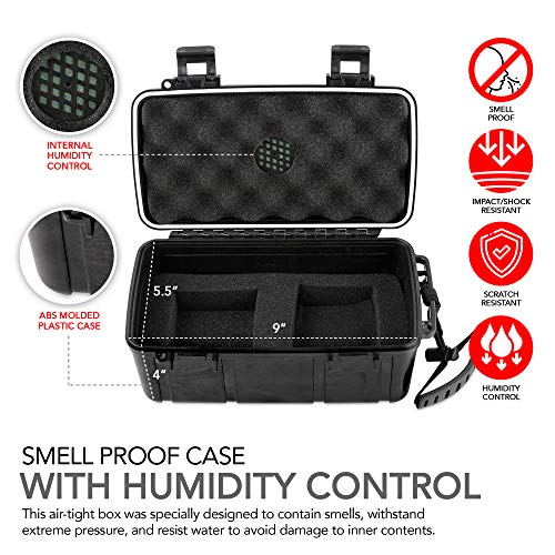 Sky High Stash Box with Secure Lock, Smell Proof Grinder, Dabber Set, Blunt Tube, Jar, Tray and Lighter Hemp Holder and Hemp Wick - Stash Container Herbs Storage Accessories