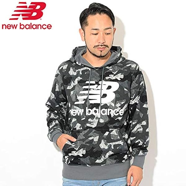 New Balance ニューバランス プルオーバー パーカー メンズ プリンテッド エッセンシャル スタックド ロゴ