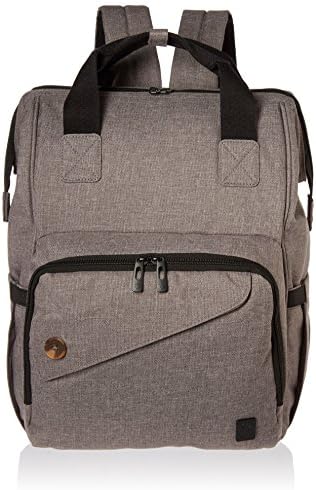 Backpack Diaper Bag Wide Open Design with Stroller Straps Changing Pad & Insulated Pockets for Both Mom & Dad (Grey-0911)