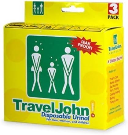 TravelJohn Disposable Urinal for Men Women &amp; Children 3 ea (Pack of 2) WLM