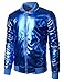 JOGAL Men's Metallic Party Costume Varsity Bomber Jacket Medium Blue