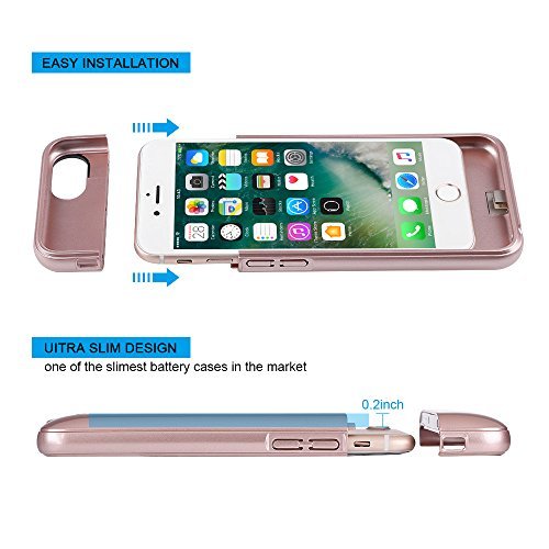 Battery Case for iPhone 8 Plus / 7 Plus / 6S 6 Plus, Mbuynow 4200mAH Portable Charging Case for iPhone 8 Plus / 7 Plus(5.5 inch) External Rechargeable Charger Case Protective Power Charger(Rose)