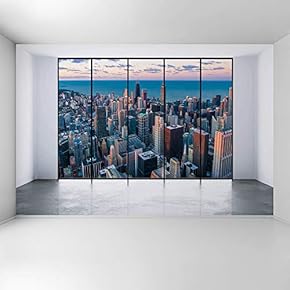 Wall Mural 3D Cityscape Removable Wallpaper Wall Sticker for Bedroom Living Room - 66x96 inches