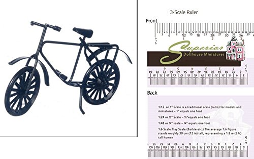 Dollhouse Miniature Black Bicycle